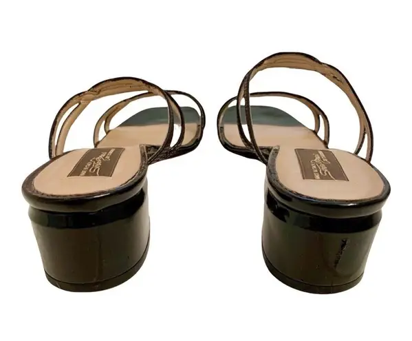 Sesto Meucci VINTAGE of Florence Black Patent Leather Slip On Sandals Si…