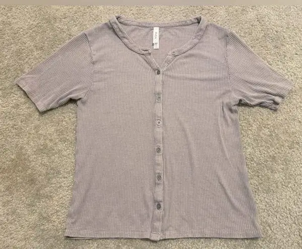 RVCA Women’s  Purple Ribbed Button Up Top Shirt Size L