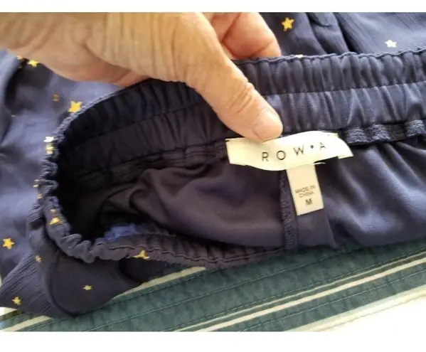 Row A Women Navy Blue Mini Skater Skirt w/ Gold Stars Size M Size M