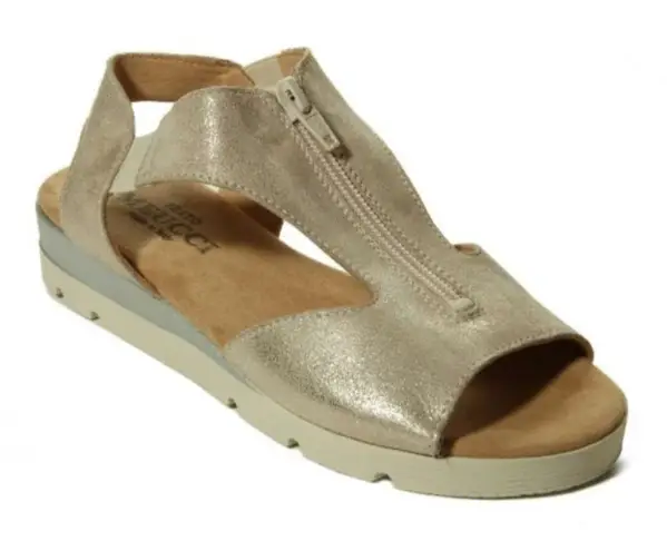 Sesto Meucci GUC Seldred Gold Zipper Sandal Size 9