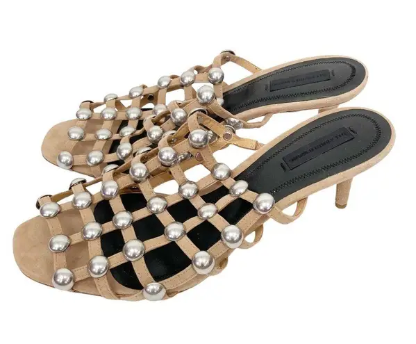 Alexander Wang Tan Caged Studded Heels Sz 40