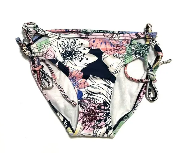 JoyLab Lace Up Hipster Bikini Bottom Navy Blue Floral NWOT XS