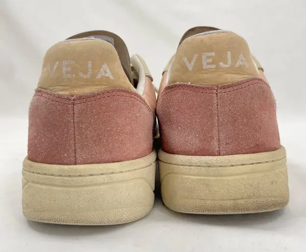 VEJA V-10 Multico Nude Colorblock Sneakers Suede Leather Pink Blue Cream Size 8