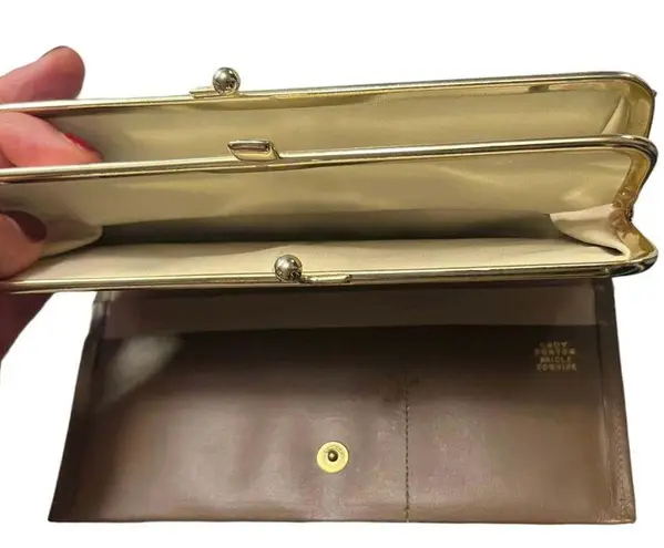 VINTAGE LADY BUXTON Leather Hand Purse Wallet Suede 40s 50s L: 7 x 3.5 in Brown