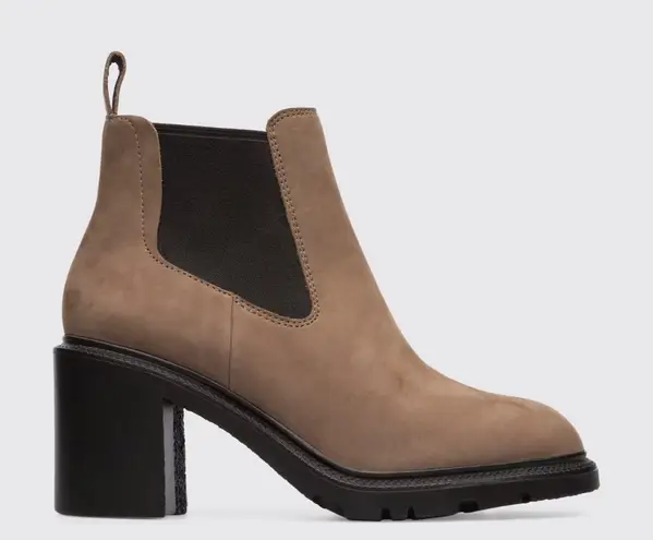 NEW Camper Whitnee Gray Brown Suede Chelsea Boots Stacked Platform US 10 EU 40 Tan
