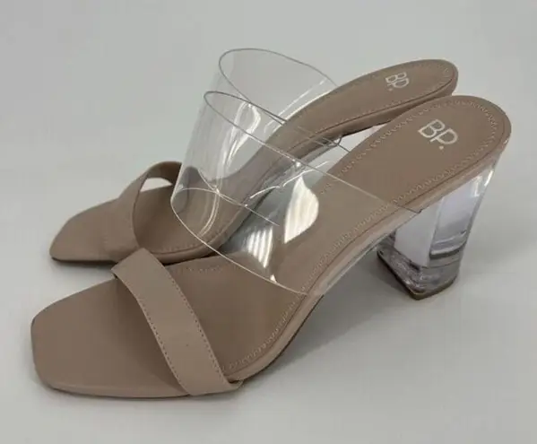 BP  Naomi Women's Clear Block Heel Sandals Tan Size 11M‎