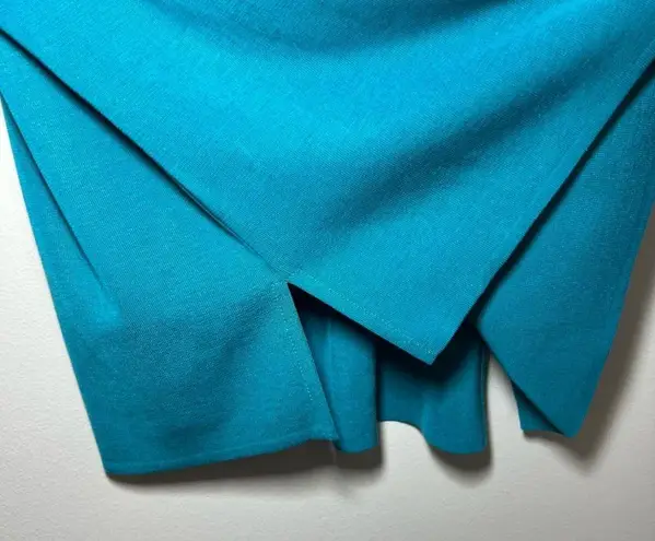 Ming Wang Scoop Neck Sleeveless Knit Top Teal Shell Side Slit Stretch Tank Large