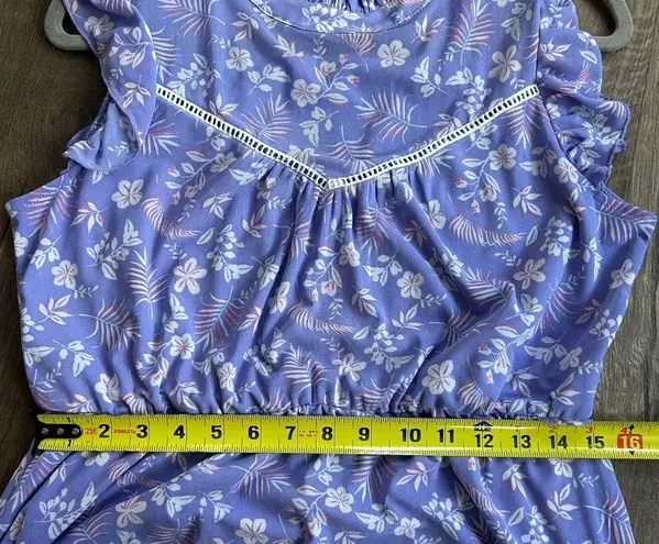 Luna Purple Floral High Neck Flowy Ruffle Dress L