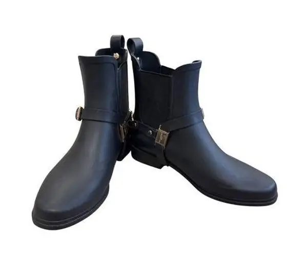 Karl Lagerfeld Lou Womens Black Rubber Rain Boots Size 8M SKU 7599