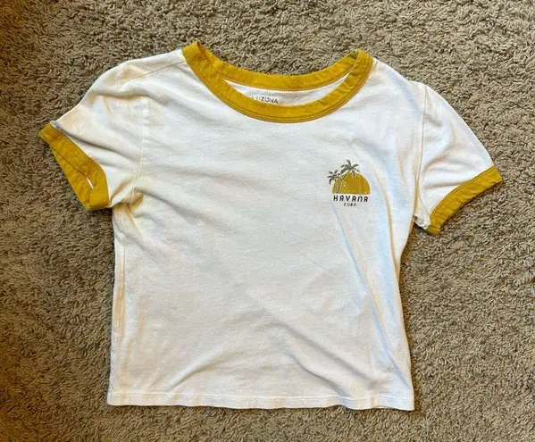 Arizona Jeans Juniors Arizona Jean Company White and Yellow Crop Top XS