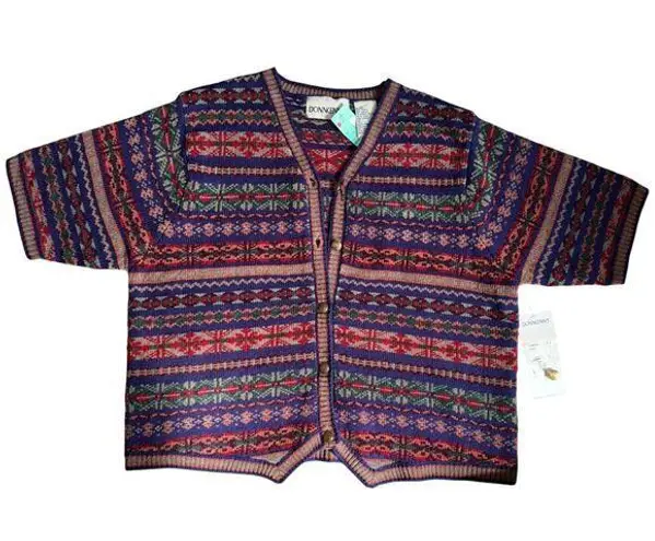 Vintage 1990s Donn Kenny Knitted Button Up Blazer Sweater Cardigan Women’s L NWT Red Size L
