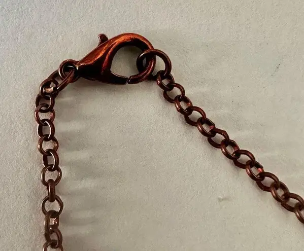 Copper tone and green turtle pendant necklace Brown