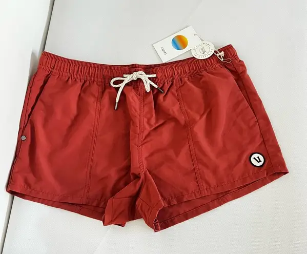 Vuori Sunwashed Short Sienna Size Large Elastic Waist Burnt Orange Performance