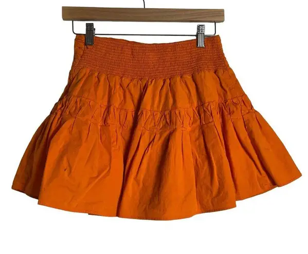 Ramy Brook Kimmy Orange Flounce Pleated Mini Skirt Size Medium