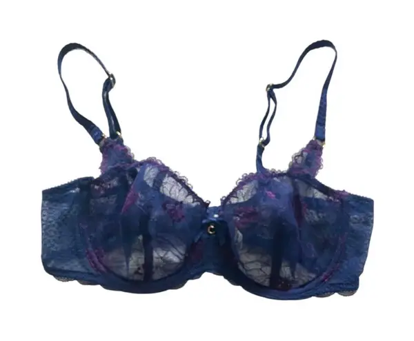 Chantelle Lace Demi Bra Navy/Purple Size 34D