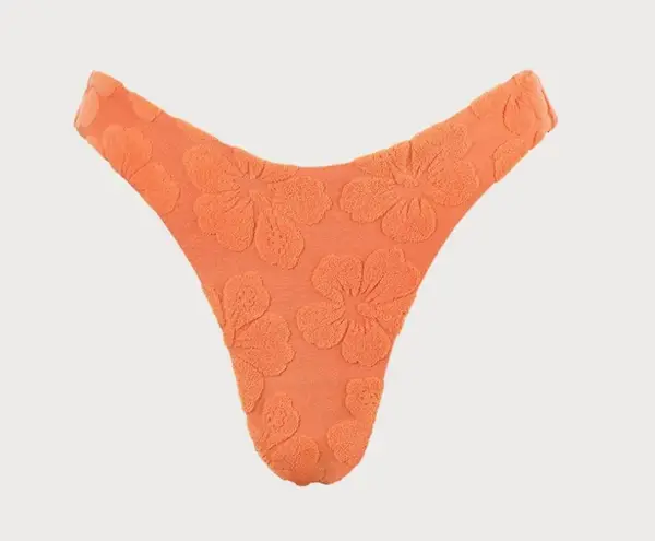 Berlook Orange Floral Jacquard Cut Out Bikini Set