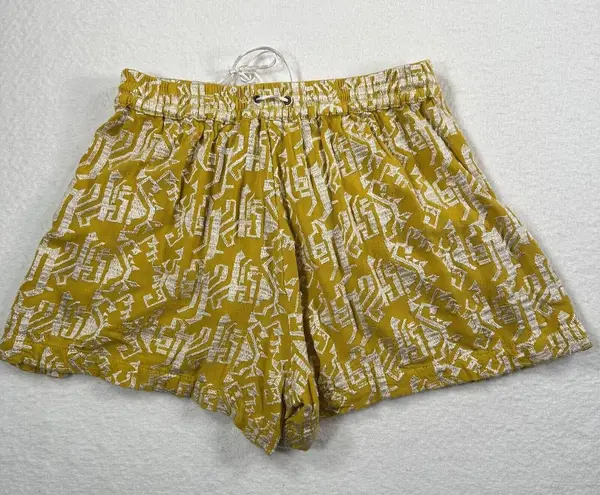 Elevenses Pull On Drawstring Waist Boho Shorts Womens XSmall Mustard Embroidered