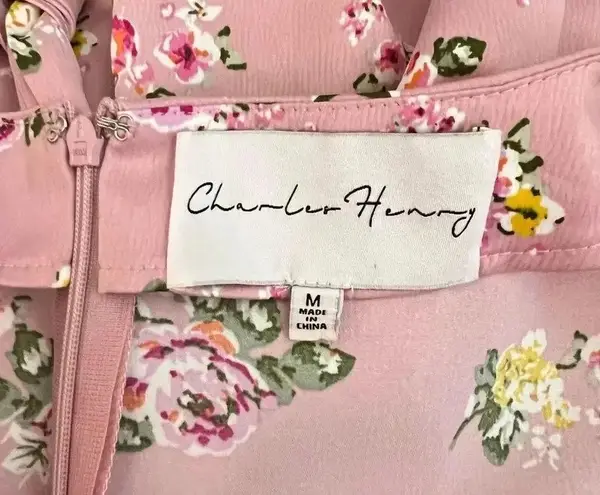 Charles Henry Wrap Dress Pink Blush Floral Size Medium Dolman Sleeve