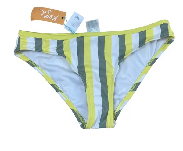 Kona Sol Women's Yellow Striped Hipster Bikini Bottom - Size 1X - NWT