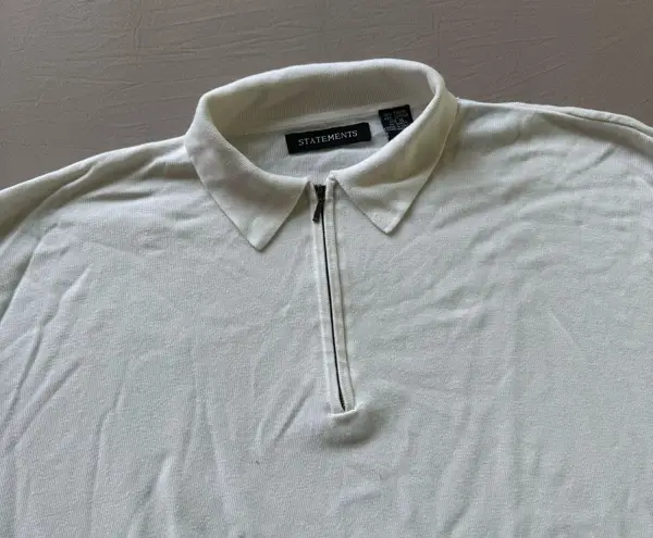 Vintage Statements Quarter Zip Sweater White Size XL