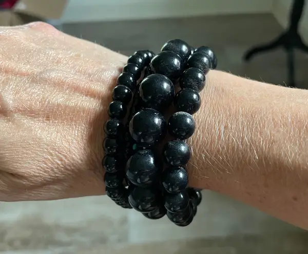Beaded Stacking Bracelets Set Black Vintage Jewelry Y2K Chunky Mod Vtg Retro