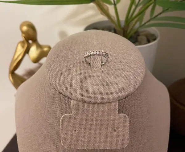 Sterling Silver SIZE 8 925 Stackable Round Dazzling Pink Cubic Zirconia Ring