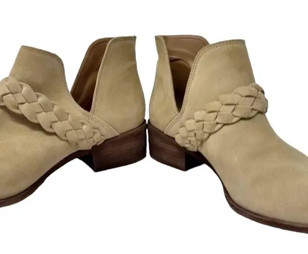 Kaanas  Leather Braided Strap Boho Western Ankle Booties Tan Womens Size 10