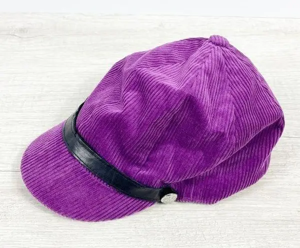 LRL Lauren Ralph Lauren Purple Corduroy Women's Newboy Cabbie Hat OS Y2K 90s