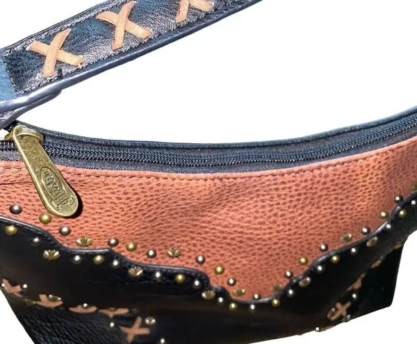 Justin Boots Justin Western Conceal Carry Embroidered Studded Tote Bag Purse Black/Chestnut