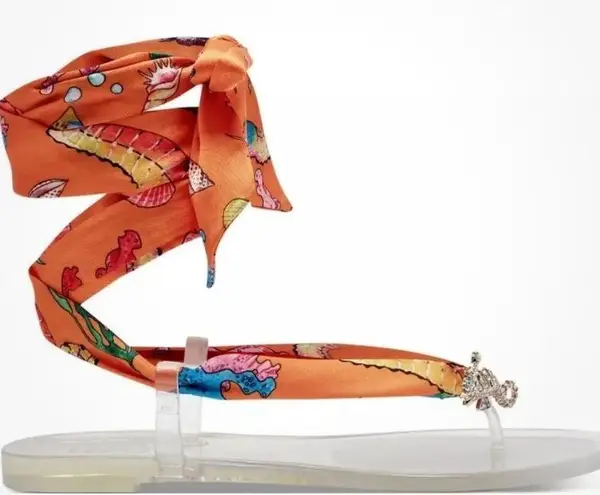 Inc international CONCEPTS Women's Orange-Clear Seahorse Malana Scarf Flat Sanda