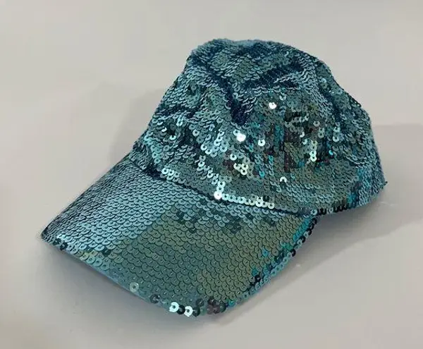 Blue Sequin Golf Hat with Elastic Back OSFA