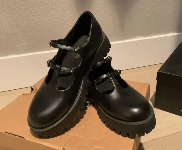 Dream Paris Mary Jane Faux Leather Chunky Platforms