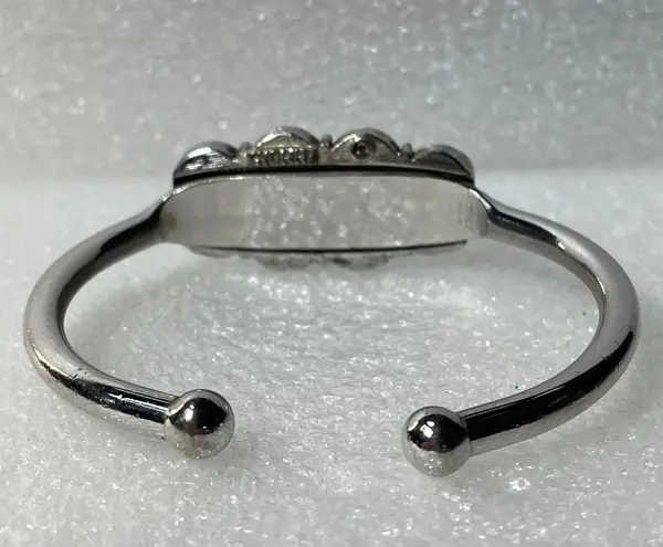 Emmons Faux Turquoise Silver Tone Cuff Bangle Bracelet