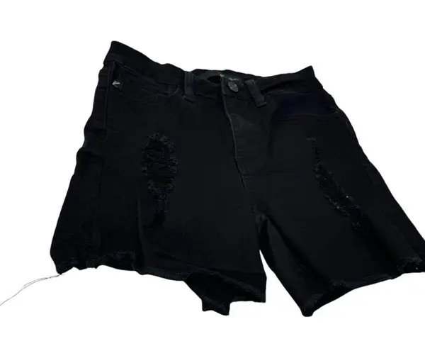 KanCan Black Denim Jean Shorts Distressed Cuffed Mid Rise 3 25