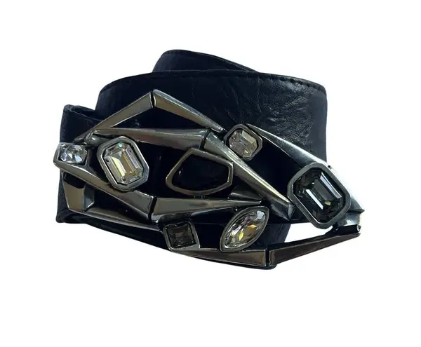 Connie Bates Farenheit Custom Belt Crystal Stones Jeweled Buckle Glam Rock