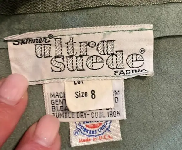 Nat Kaplan Couture Vintage Green Ultra Suede Sleeveless Sheath Dress Size 8