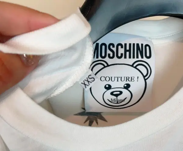 Moschino Authentic UFO Teddy Bear Print Oversize Tshirt White
