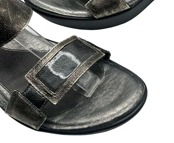 Naot Wedge Sandals Womens 9 Metallic Gray Patent Leather Slip On Comfort Resort