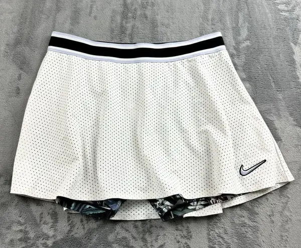 Nike  Womens Skirt Size L White Built In Shorts Athletic Logo Tenniscore Sporty