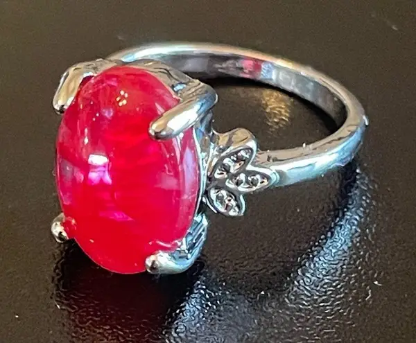 Red sapphire S925 silver ring size 6.5