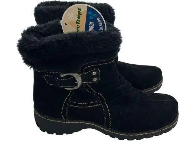 Baretraps NWT Bare Traps Breesen Black Leather Water Repel Faux Fur Zip Up Boots Size 8