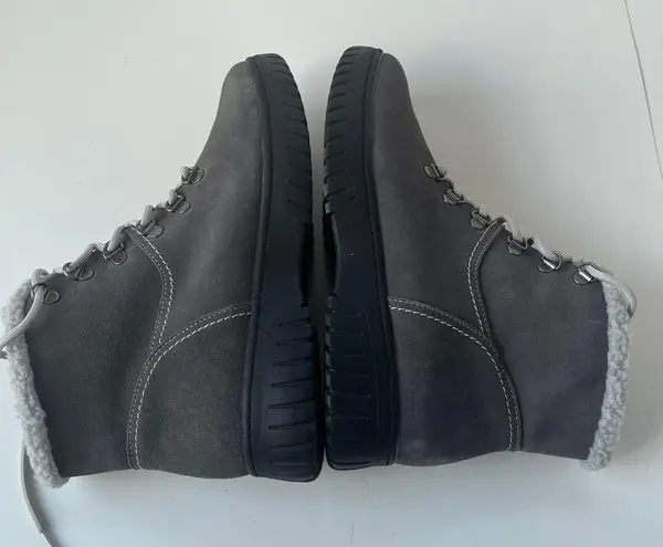 White Mountain Suede Lace Up Womens Boots 10M Faux Fur Lined Ankle Gorp Hiking