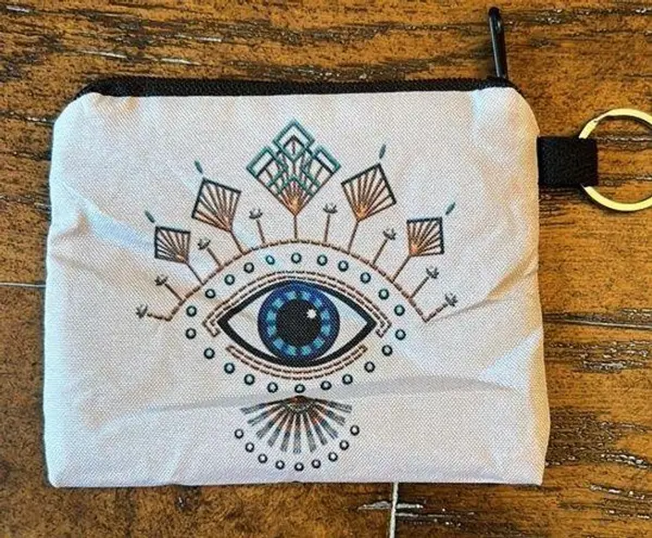 NEW Evil Eye White and Multicolor Evil Eye Miniature Bag / coin purse