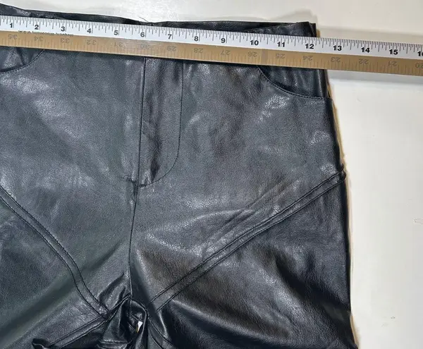 Vintage Y2K Heart Attack Faux Leather Pants Quilted Design Black Flare Leg Small