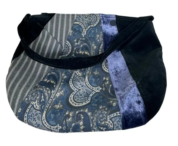 Koos Of Course! Vintage Mixed Fabric Velvet Tapestry Zippered Shoulder Bag