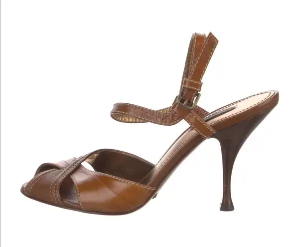 Dolce & Gabbana D&G Two Toned Leather Slingback Sandals Heels Pumps