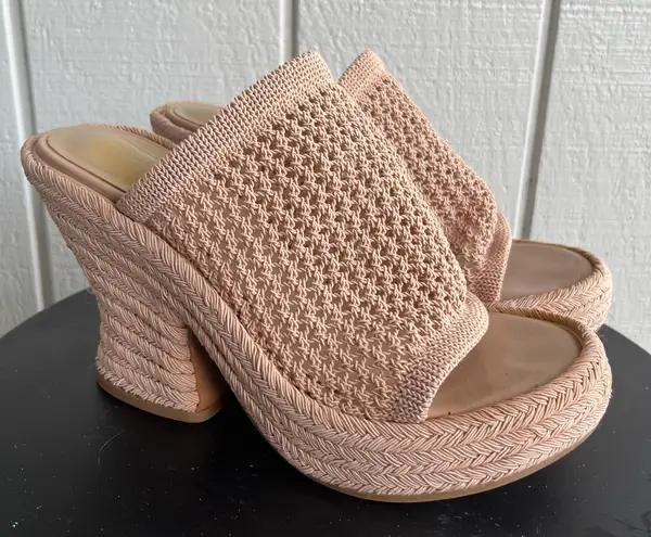 Tony Bianco Matrix Woven Wedge Heel Sandals in Skin Nude Beige Tan Size 8