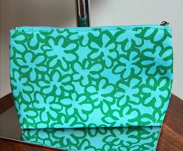 Marimekko Green and Blue Cosmetic Bag with Floral Design