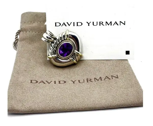 David Yurman 14K Gold & 925 Silver Renaissance Amethyst Enhancer Clip-On Pendant