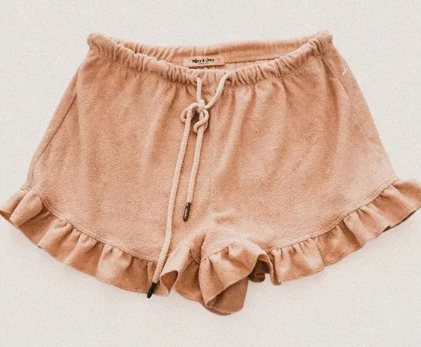 Mikey & Joey Cream Terry Ruffle Shorts – Soft Girl Lounge Aesthetic (Size S)